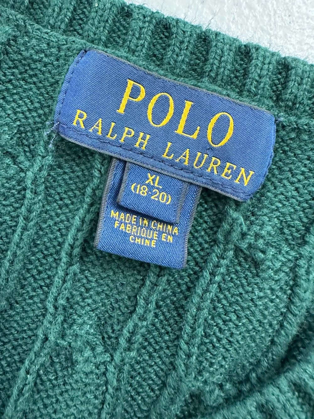 Polo Ralph Lauren Kids Forest Hunter Green Cable Knit Cotton Sweater Vest Preppy